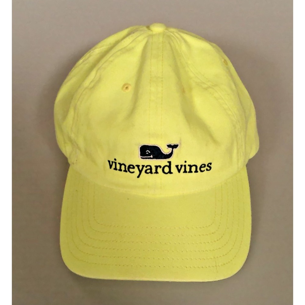 Vineyard Vines Neon Yellow Whale Logo Dad Hat Adjustable Cap Preppy